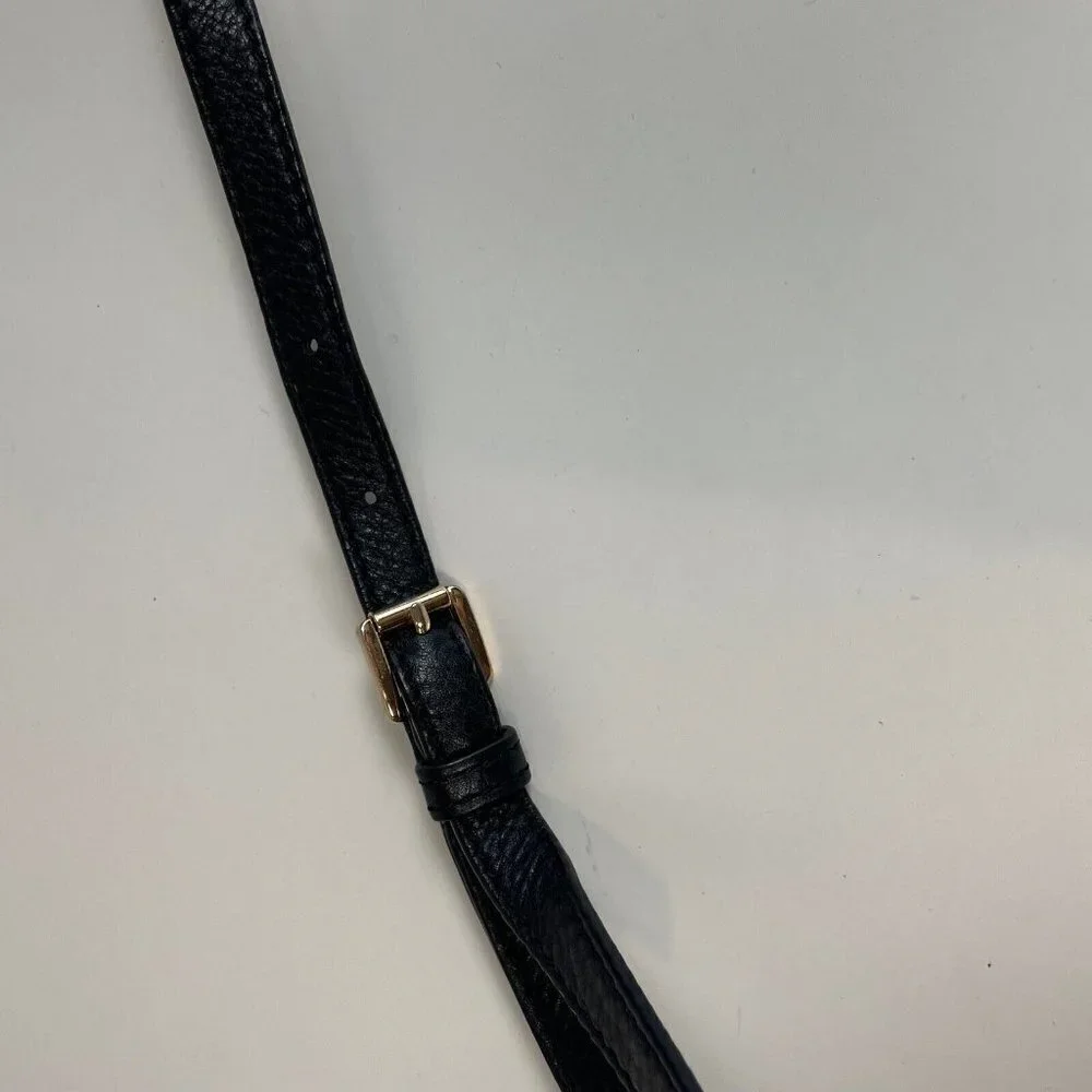 Michael Kors Charleton Leather Crossbody Bag Black Small‎ Gold Clasp Pocket